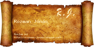 Rozman Jónás névjegykártya